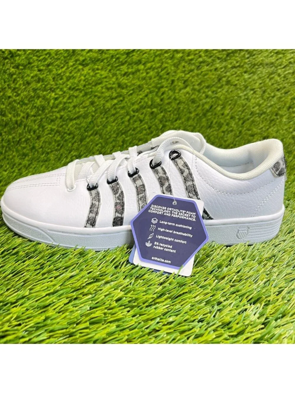K-Swiss Court Pro II Leopard Womens Size 8 White Black Athletic Shoes Sneakers